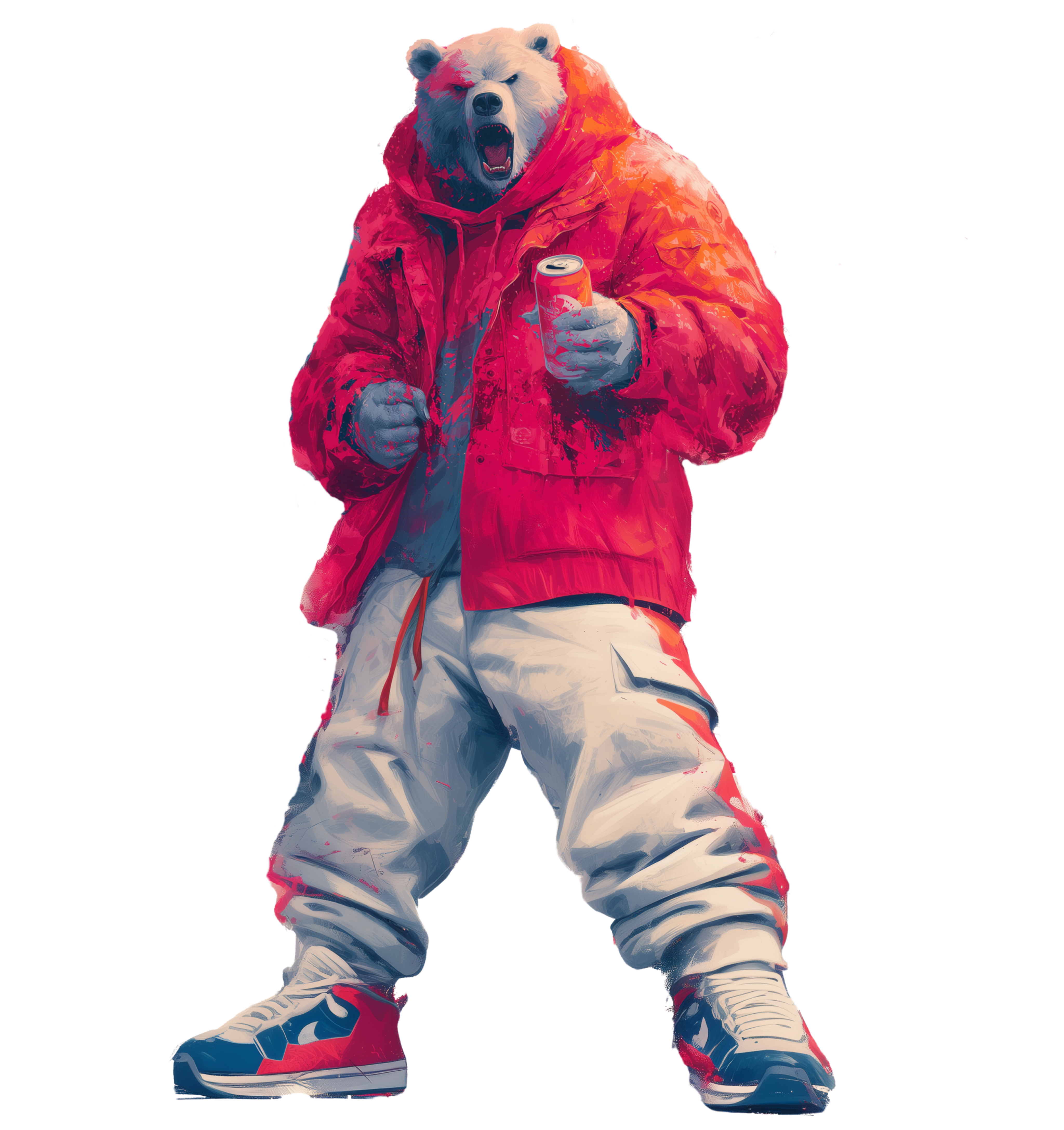 Canette Frozen Rage Double NEIPA 33cl — Unseen Brewing Co. — Ours polaire streetwear hoodie rouge fond bleu
